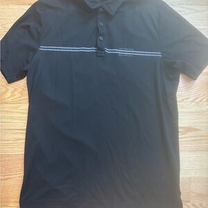 Travis Mathew Black Polo with Blue Stripes